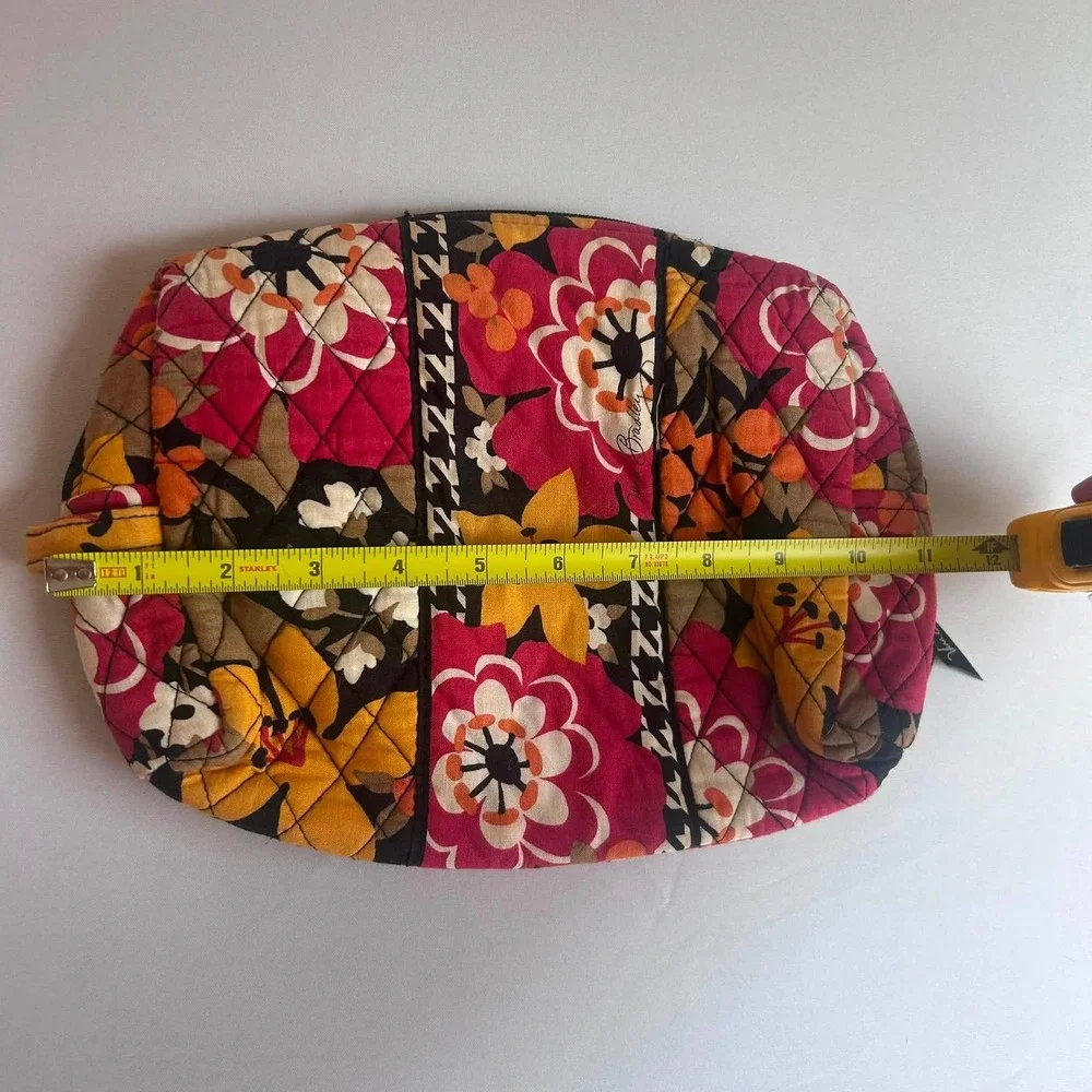 Vera Bradley Cosmetic Bag Womens Large Multicolor Floral Quilted Cotton Pouch
